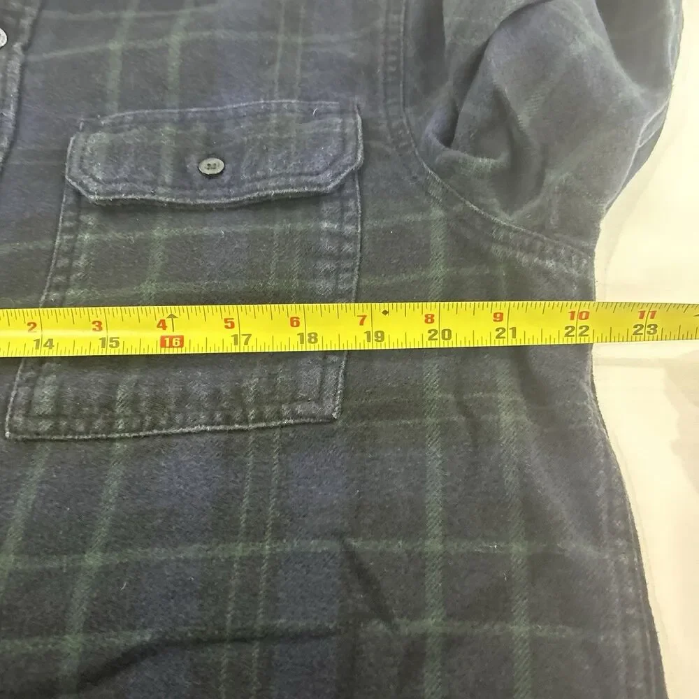 The North Face Blue Black Plaid Heavyweight Outdoor Flannel Shirt Men Sz Large